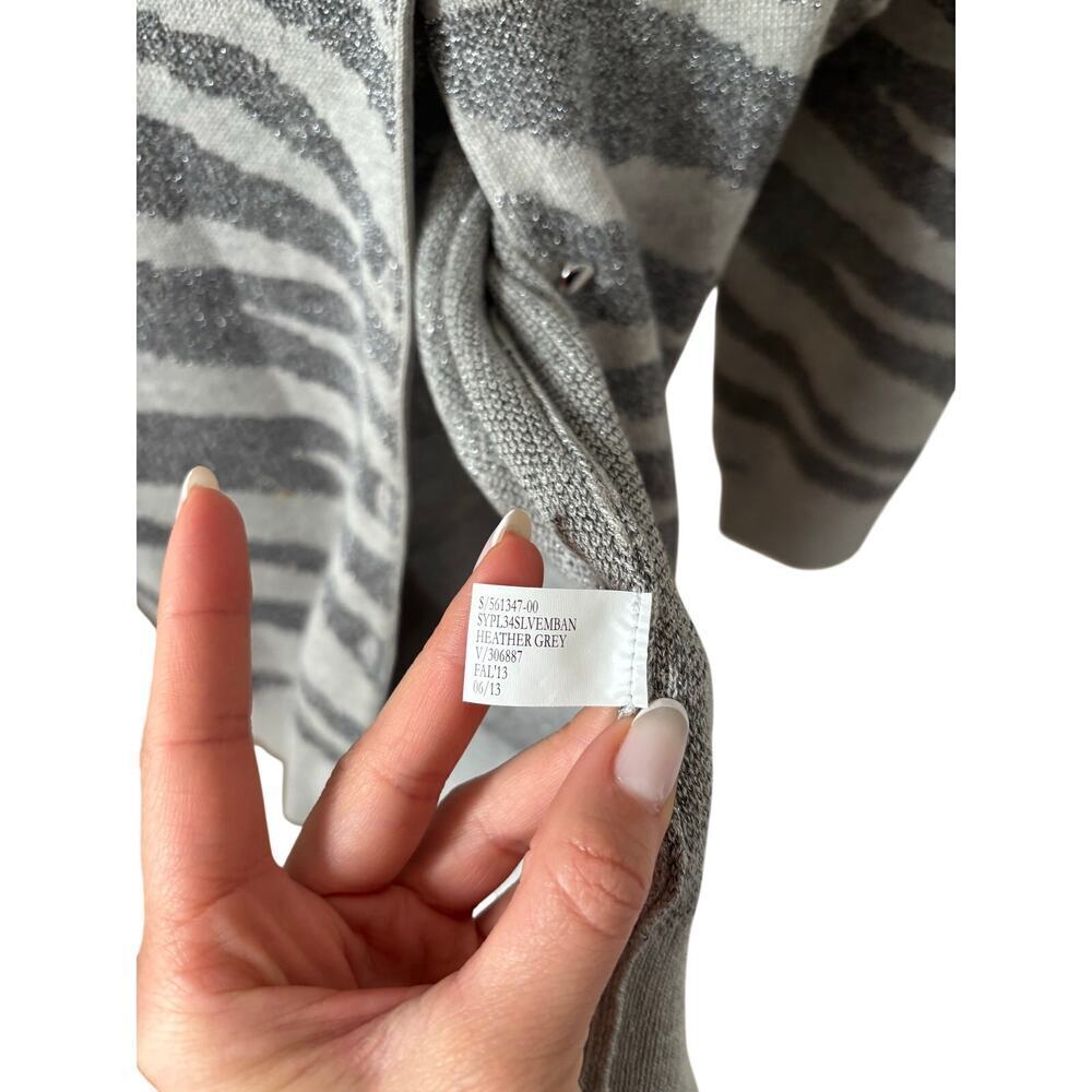 Banana Republic Zebra Print Cardigan Sweater Women’s Large Gray Metallic Knit - Picture 3 of 10